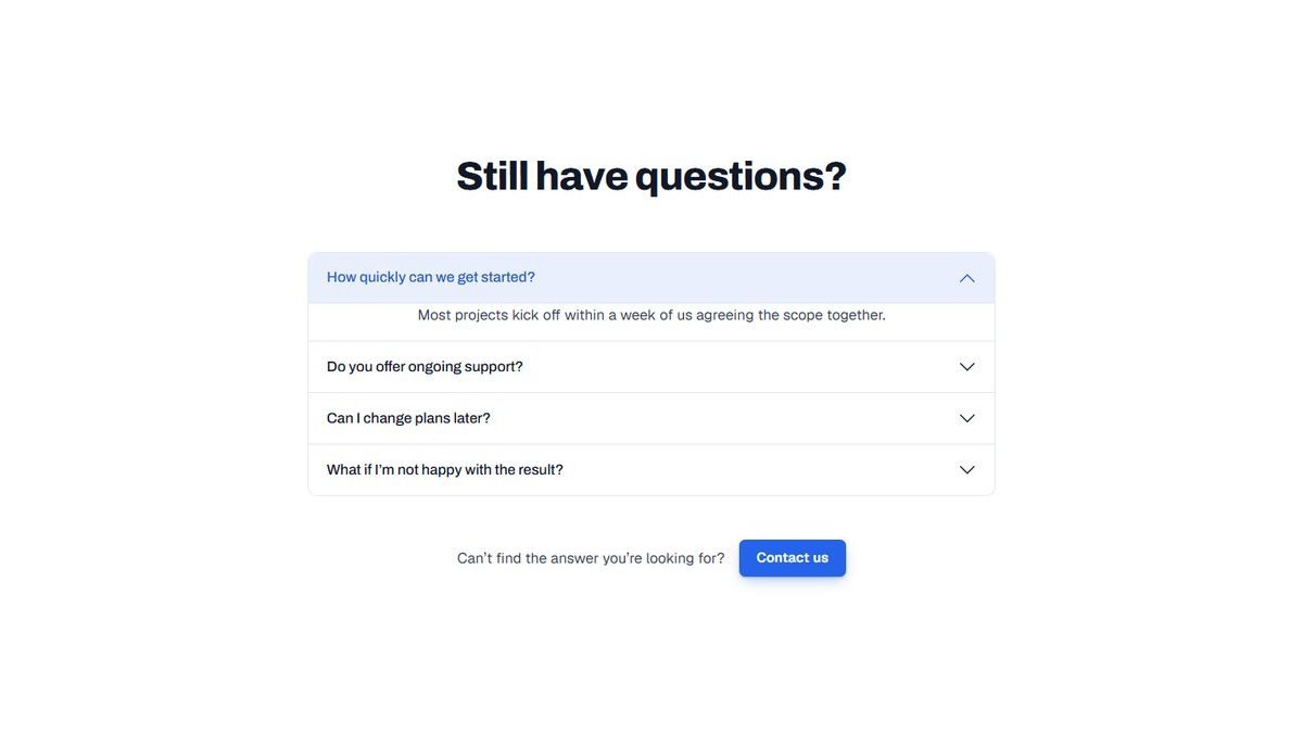 FAQ with Contact CTA pattern preview