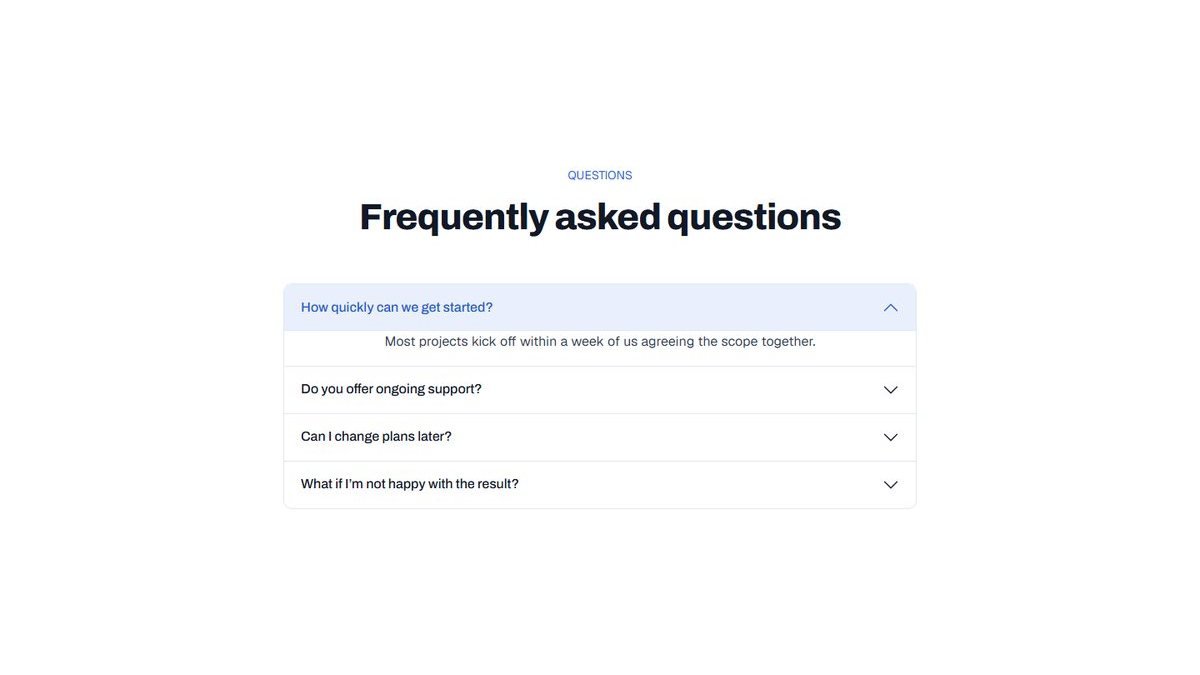 FAQ Centered Single Column pattern preview