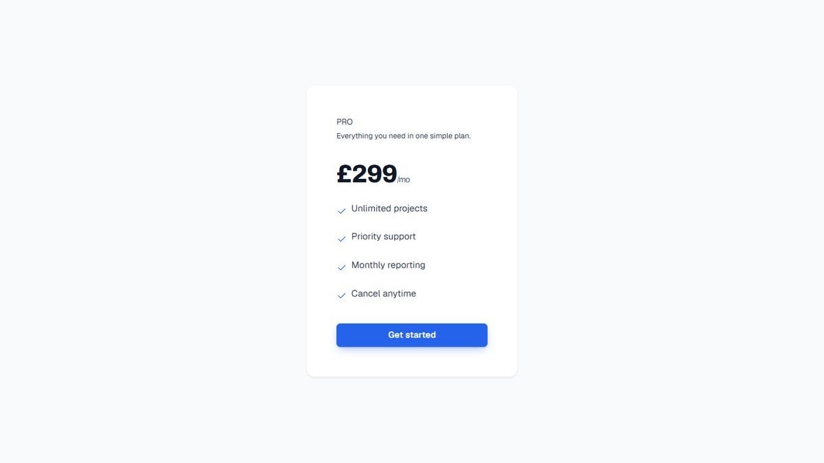 Pricing Single Plan pattern preview