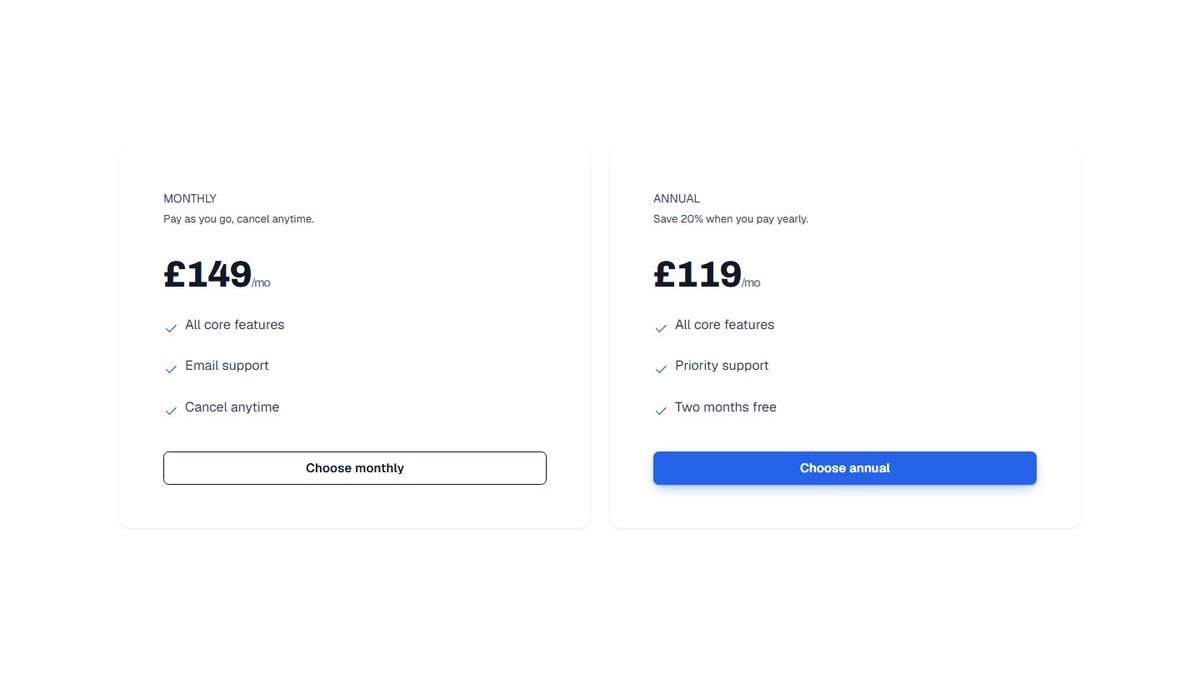 Pricing Two Plans pattern preview